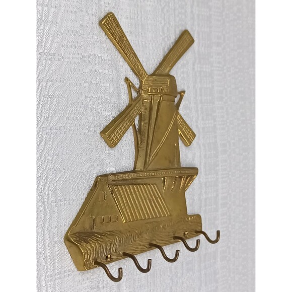 VTG Solid Brass Windmill Key Rail Key Hanger Key Hooks From Fritz Brass Wall Art - Picture 6 of 8